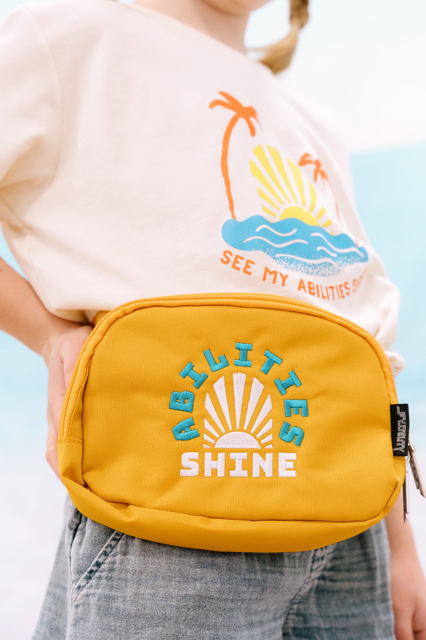 Yellow Embroidered Fanny Pack