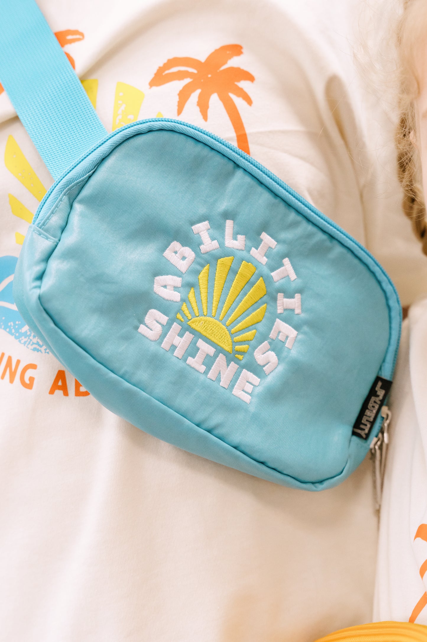 Teal Embroidered Fanny Pack